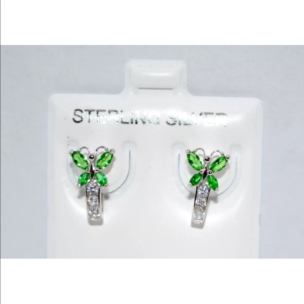 925 Sterling Silver CZ leverback  🦋 Earrings